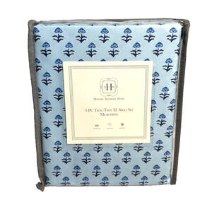 New Modern Southern Home Blue Floral Twin Sheet Set